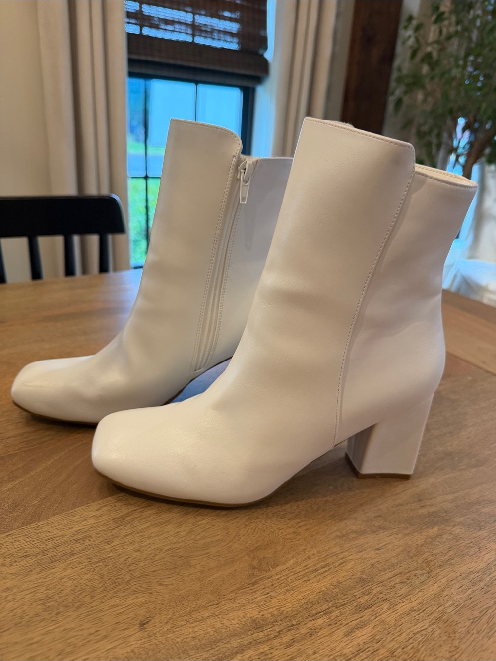 Mysoft White Block Heel Ankle Boots - Stylish Women's Boots